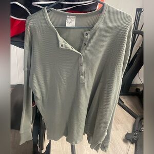 Aerie Olive Waffle Knit Top